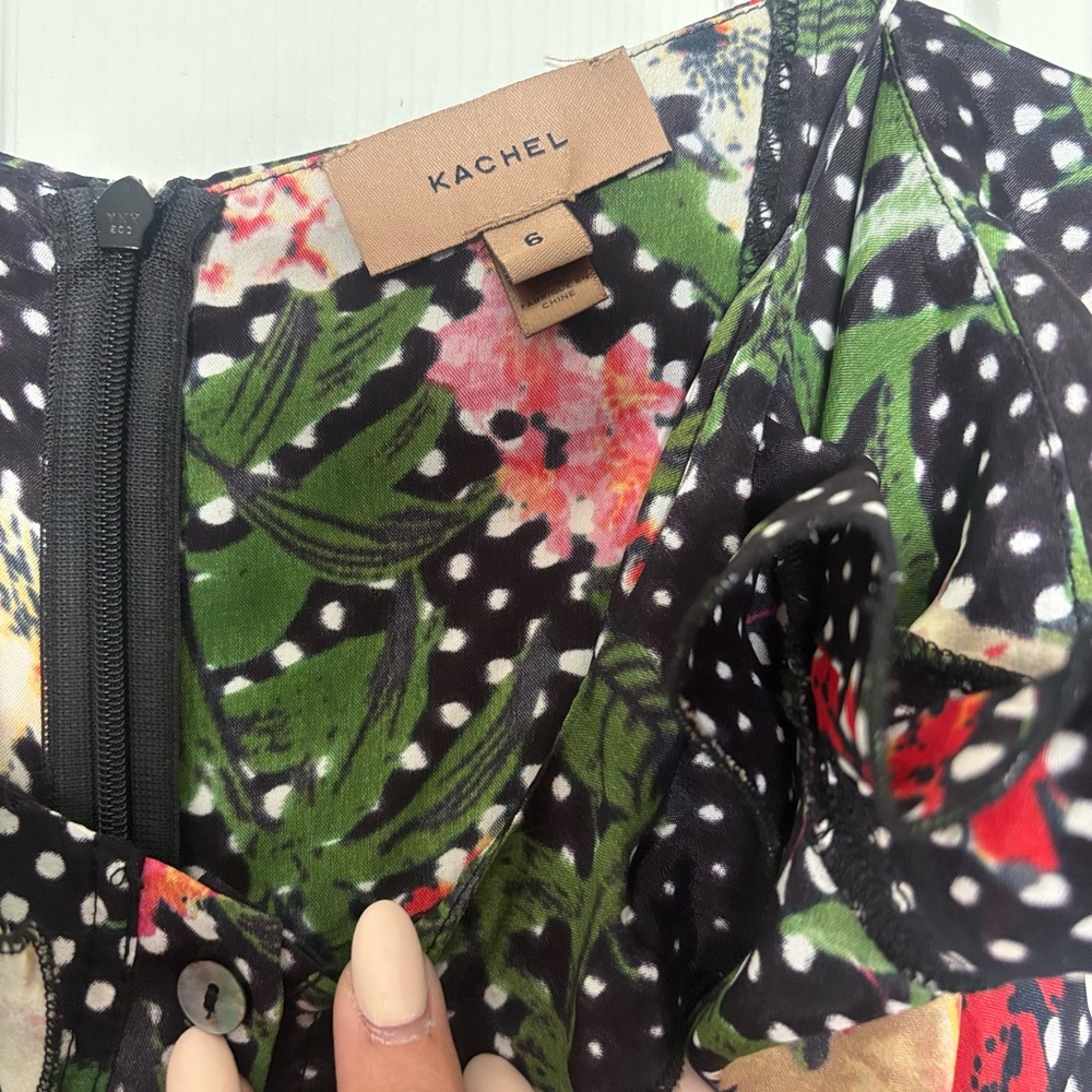 Anthropologie Kachel Nahla Black Floral Jumpsuit size 6 - Picture 4 of 5